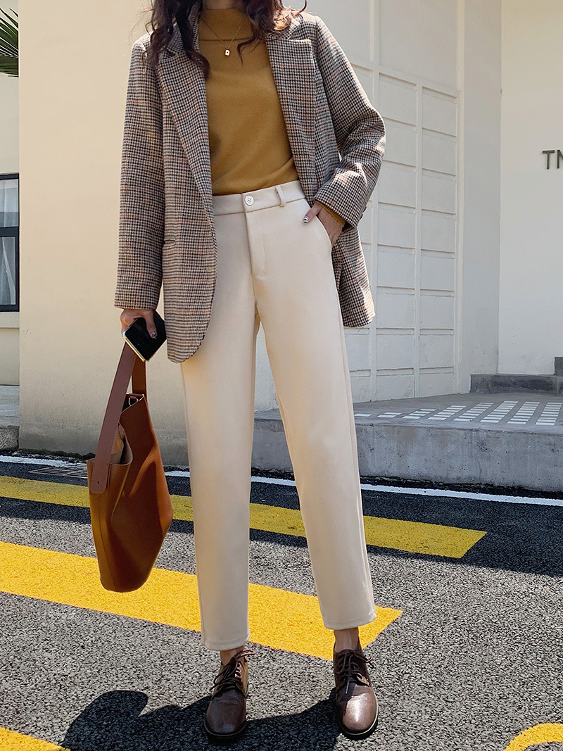 Autumn And Winter Women's High Waist Straight Tube Loose Cropped Suit Pants