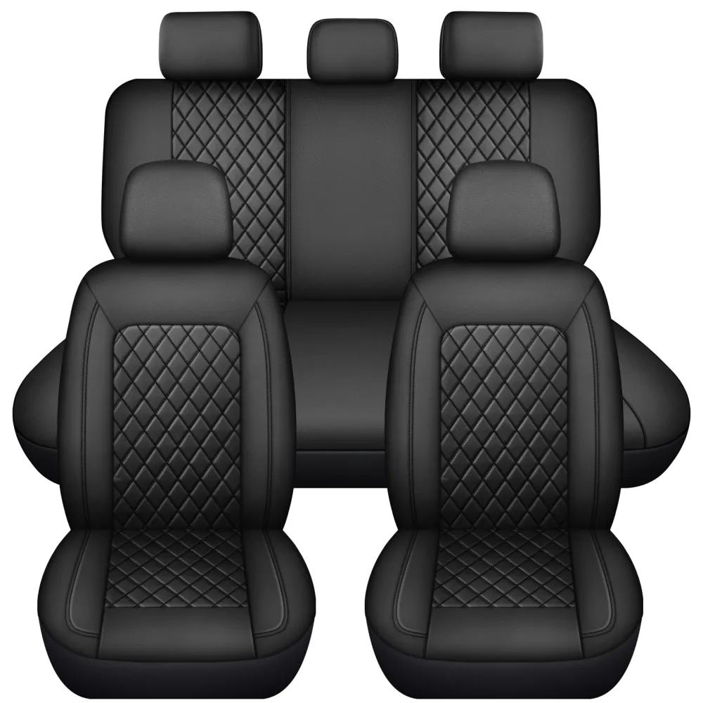 Single Line Diamond Grid PU Leather Car Seat Covers
