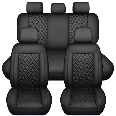 Single Line Diamond Grid PU Leather Car Seat Covers