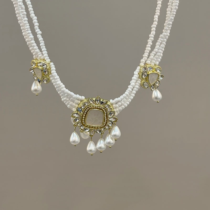 New Heavy Industry High End Flower Tassel Necklace Earrings