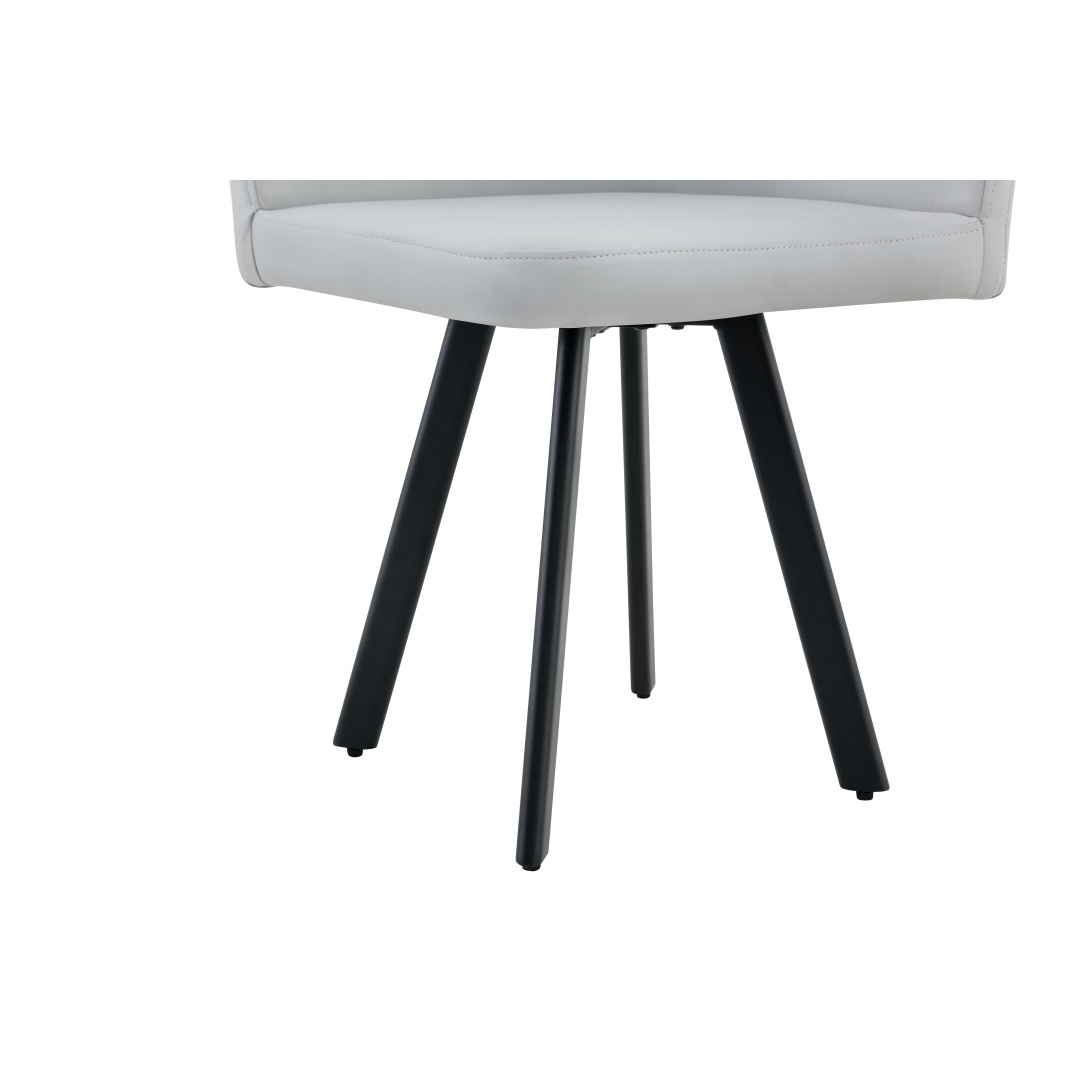 Stylish Gray Modern PU Material Six-Chair Set - Two Designs, Unified Aesthetics. view 4