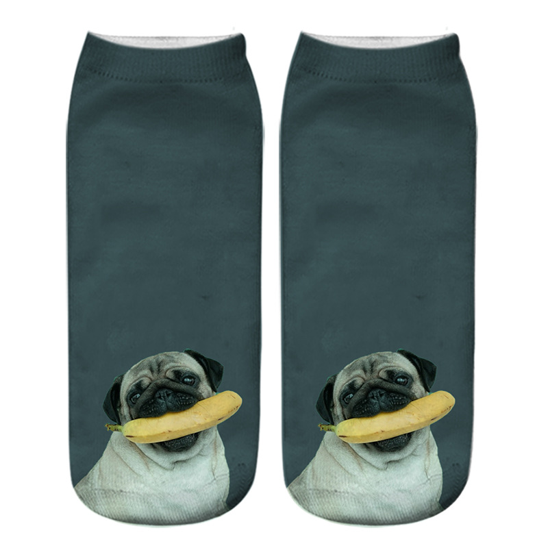 Title 6, Dog PUG cartoon 3D printing socks