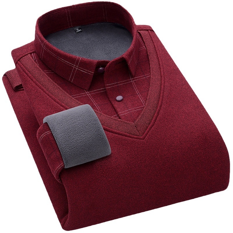 Winter Fleece False-two-piece Warm Shirt - Image 14