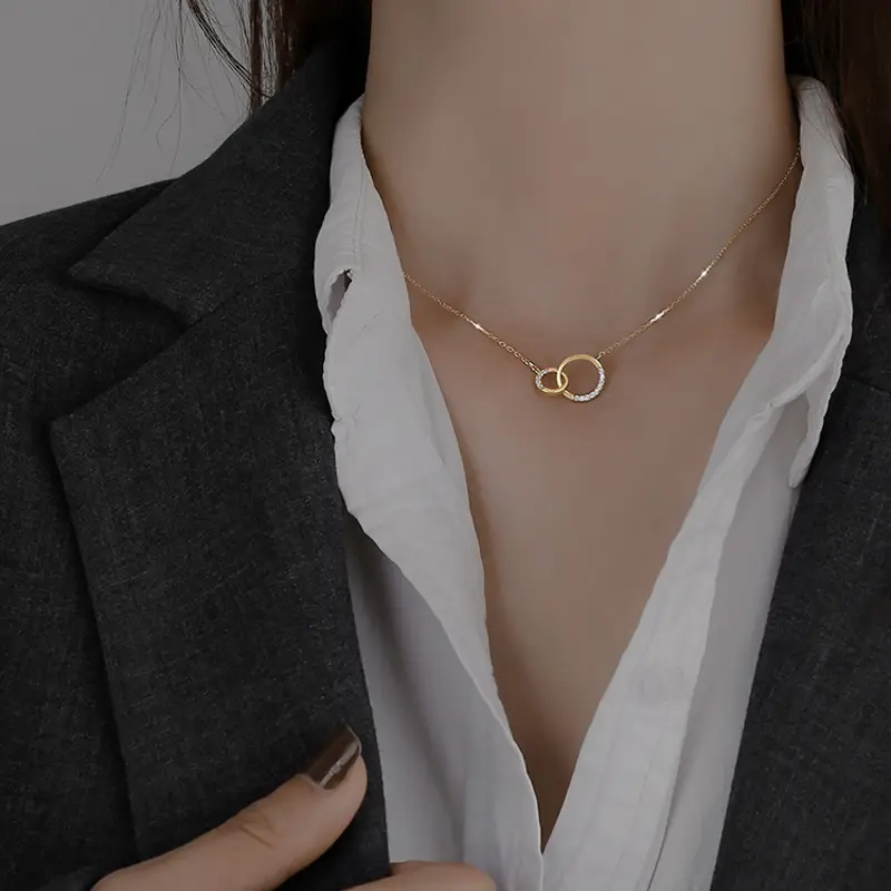 Women's Fashion Double Hoop Necklace