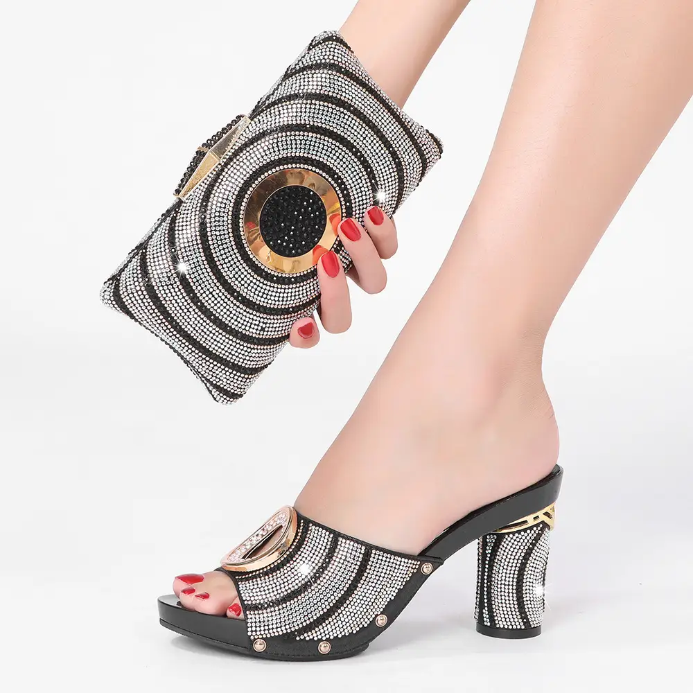 Ladies Fashion Circle Design Simple Style Hot Drill Slippers
