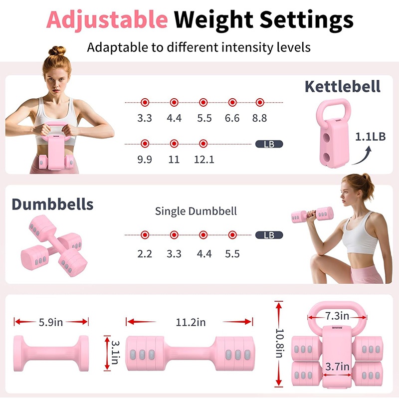 Multifunctional Dumbbells 2in 1 Home Dumbbell Kettlebells Adjustable Weight 14