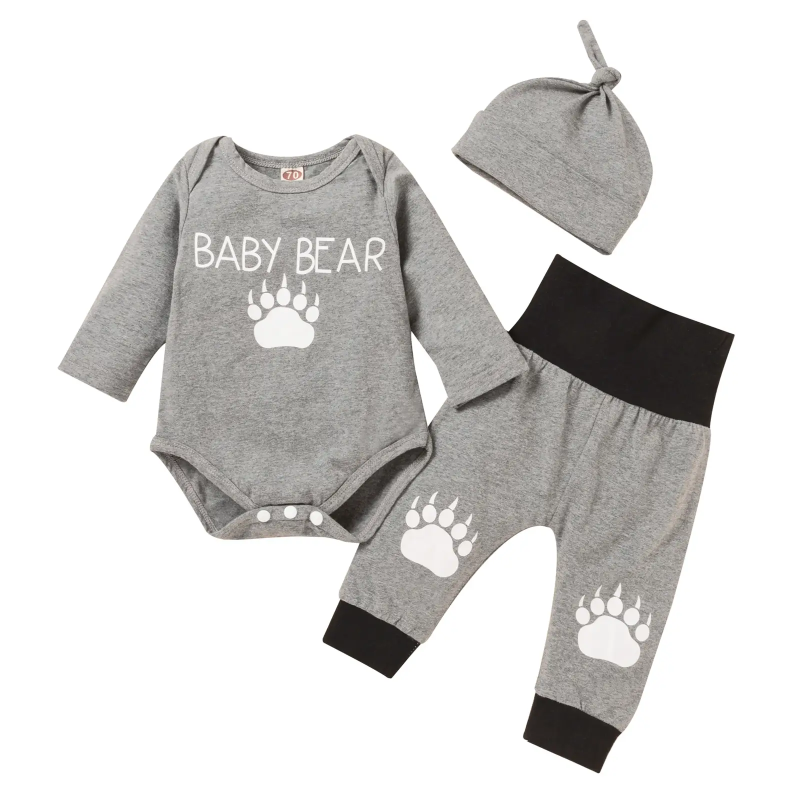 Children's Clothes Elephant Print Romper Striped Pants Hat