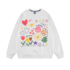 American Tide Brand Round Neck Loose Top Ins Couples Niche Floral Print Sweatshirt - Floral - View 1