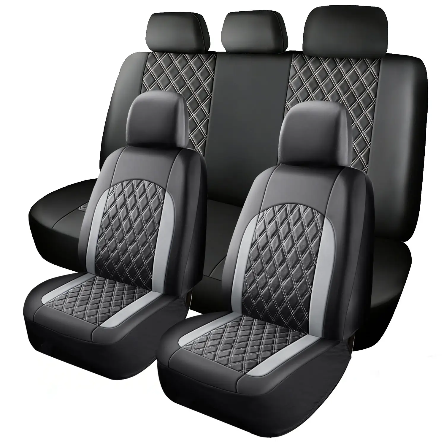 5-Seat Car Seat Cover, Single-Stitch Diamond Pattern
