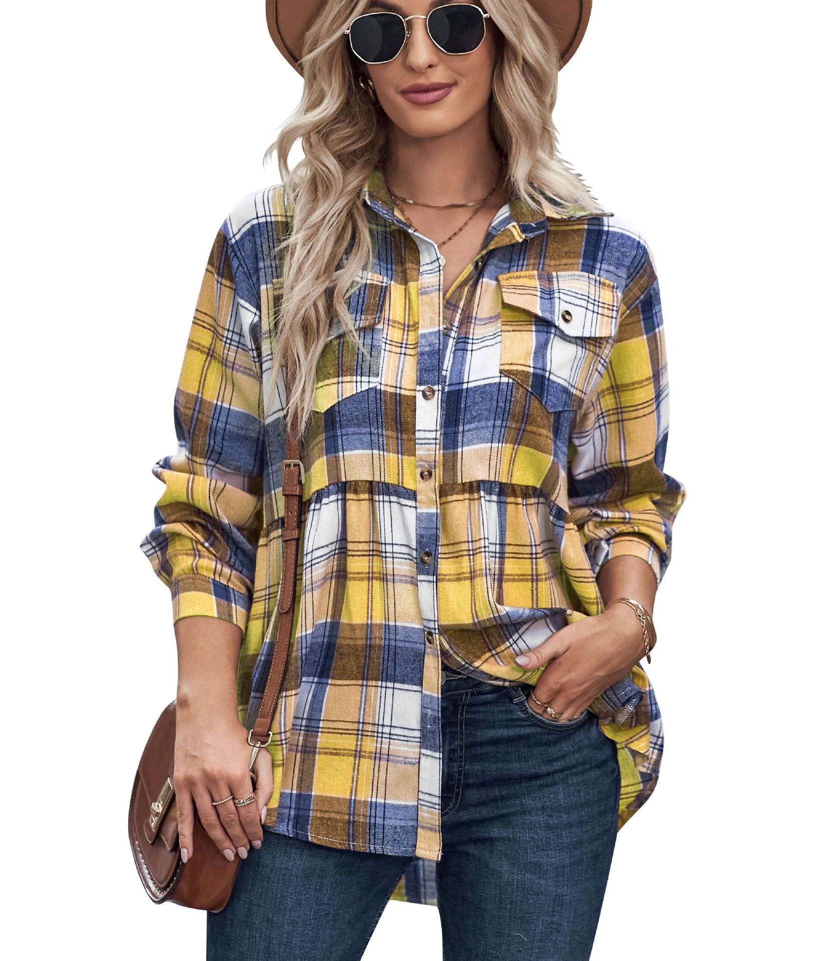 Women's Casual Check Shirt In Europe And America