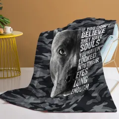 Flannel Black Background Dog Cute Pet Theme Soft And Fluffy Multifunctional Outdoor Beach Camping Living Room Sofa Office Nap Printed Blanket - Black - View 1