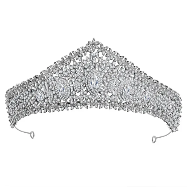 Zirconia Bridal Crown Alloy Court Wedding Silver - Shop at LoveMi
