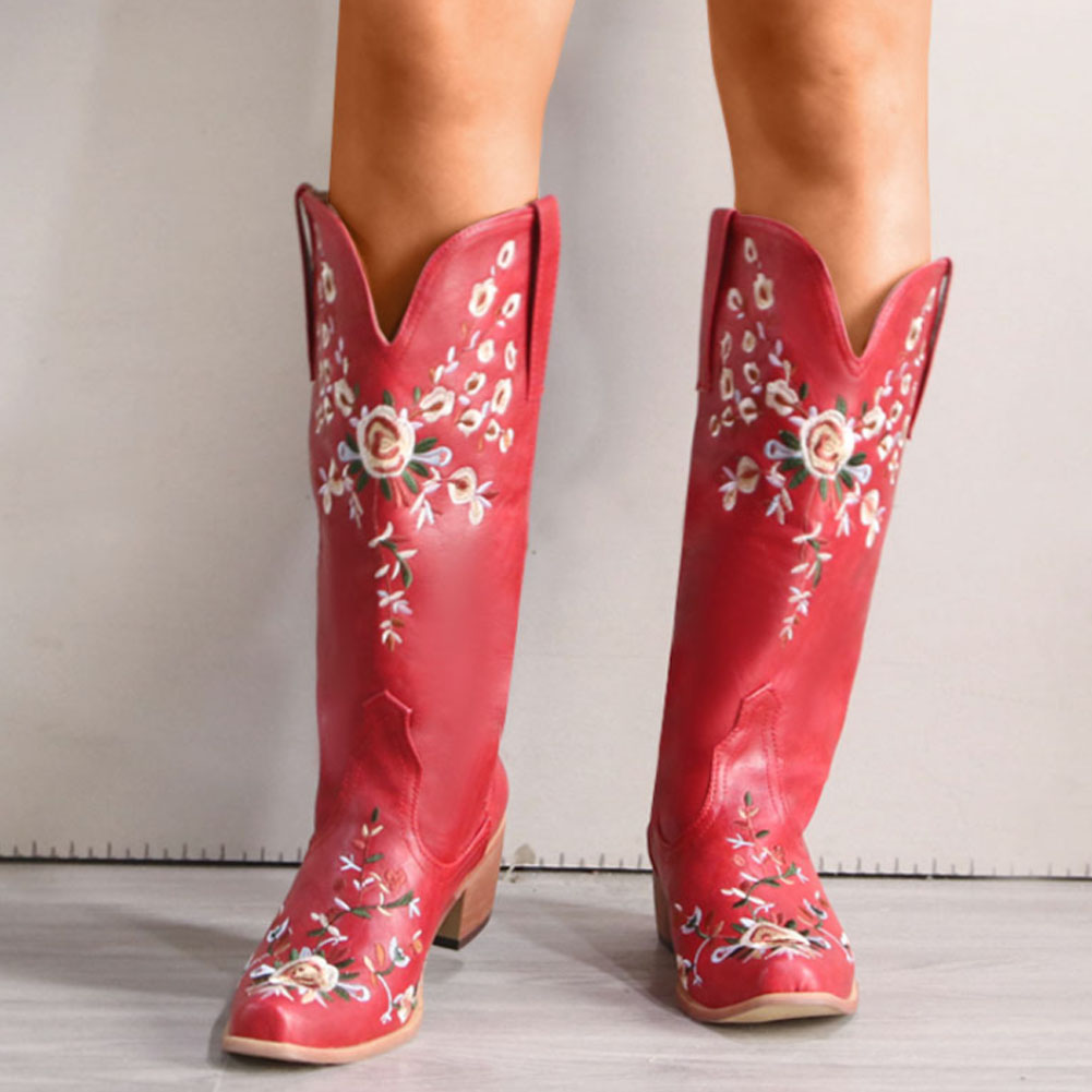 Title 4, Botas Vintage Bordadas Western High Barrel