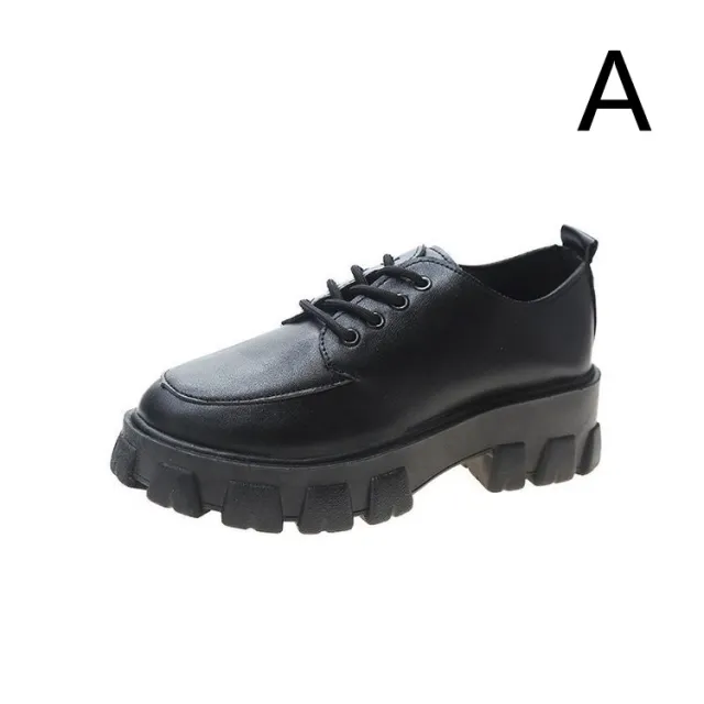 College Style Small Leather Shoes Platform Platform Shoes Retro Black Single Shoes Black - Shop at LoveMi
