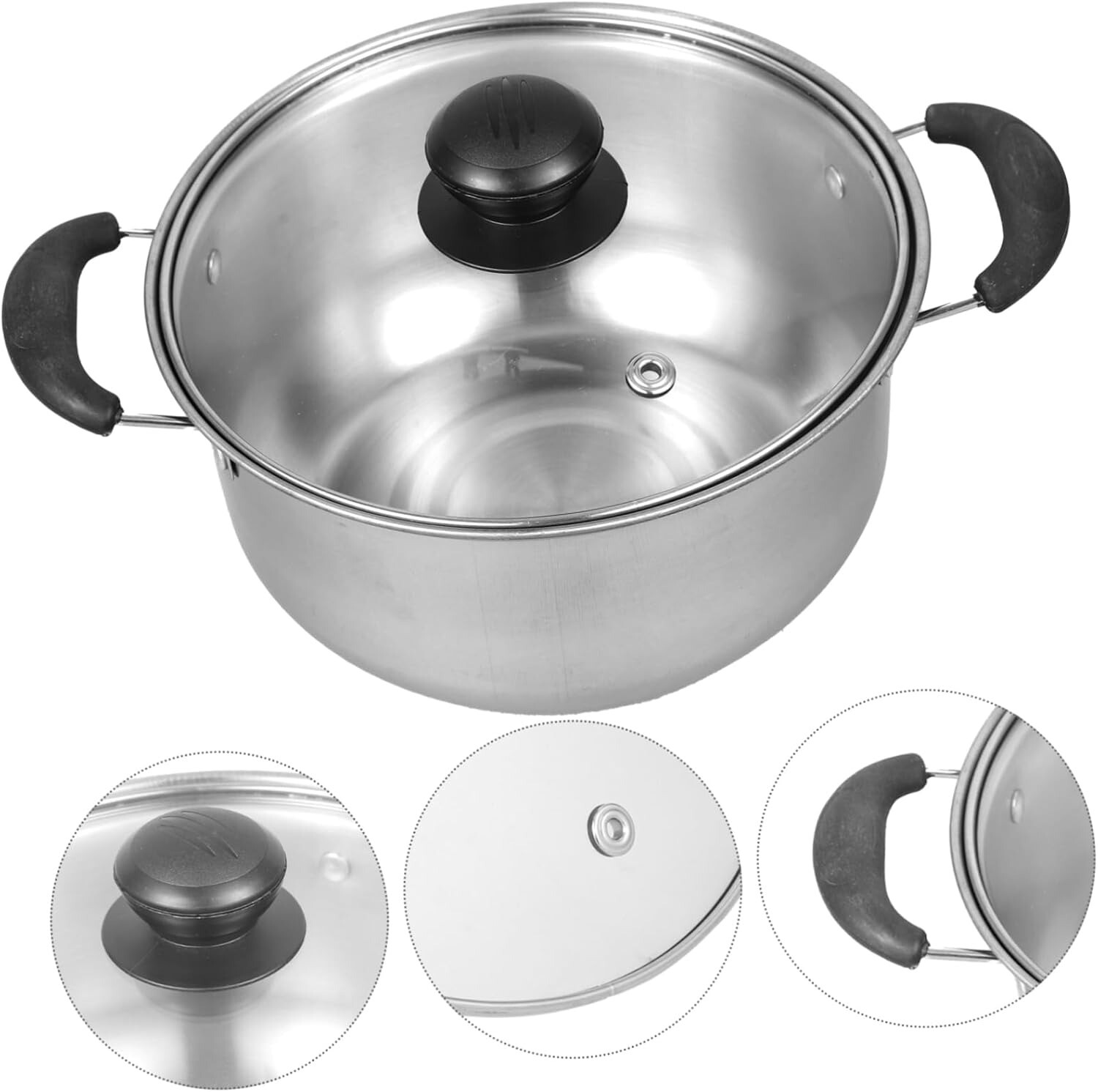 5PCS Induction Non Stick Stainless Steel Healthy Cookware Cooking Pot Stockpot — image 7