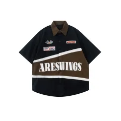 American Vintage Embroidered Heavy Bike Short Sleeve Shirt - Black - View 1