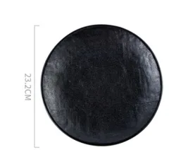 Ceramic Plate Sushi Home Round Western Food Steak Plate - Black Charm - View 1