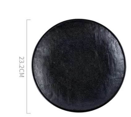 Ceramic Plate Sushi Home Round Western Food Steak Plate Black Charm - Shop at LoveMi