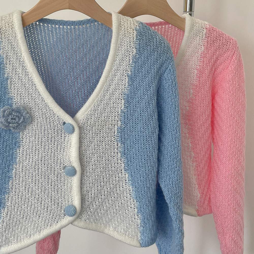 Women's Color Blocking French Casual Sweater