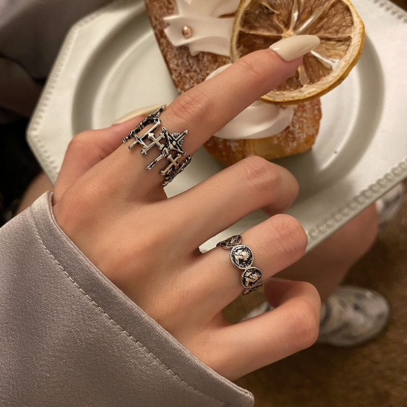 Portrait Personality Retro Silver Boys Ring