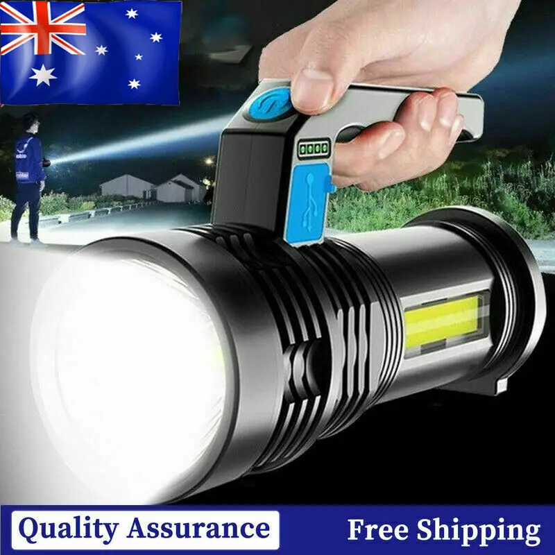 LED Flashlight USB Rechargeable Torch COB Work