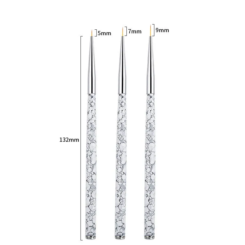 Painted Latte Art Marble Nail Brush Set - 5Mm7Mm9Mm