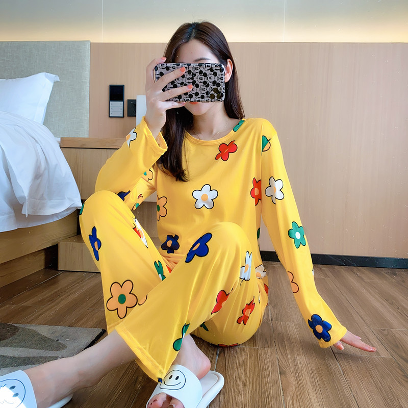 Title 2, Korean Style Pajamas Female Cute Long-sleeved T...