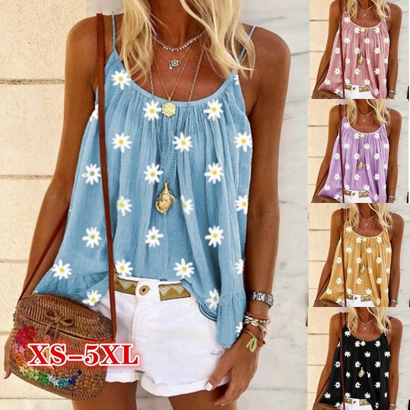 Women's Little Daisy Printed Camisole Large Size Loose Vest