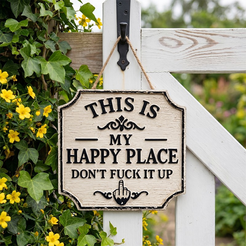 30cm Funny Garden Woden Sign This Is My Happy Place Welcome Farm NEW — image 8