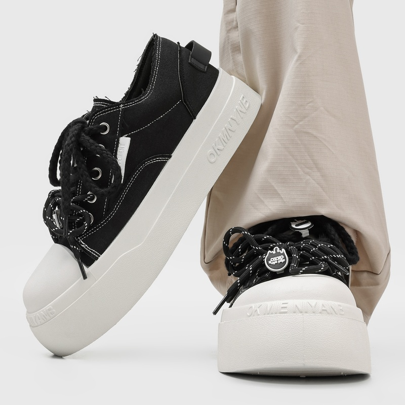 2026 New Spring Couple Canvas Skate Shoes, Toe-cap Height-increasing Casual Sneakers For Students & Men
