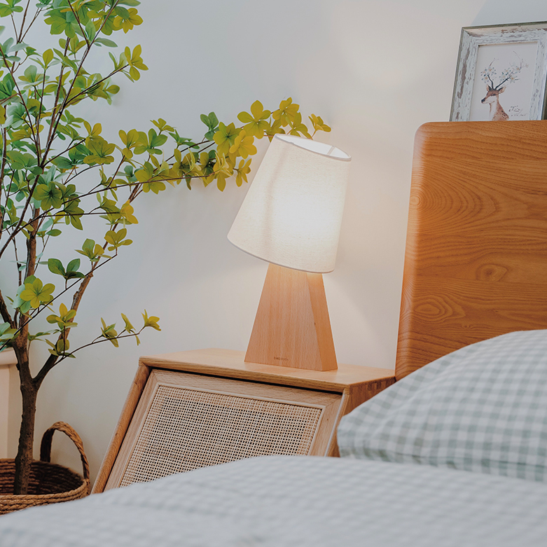 Wood and Cloth Table Lamp