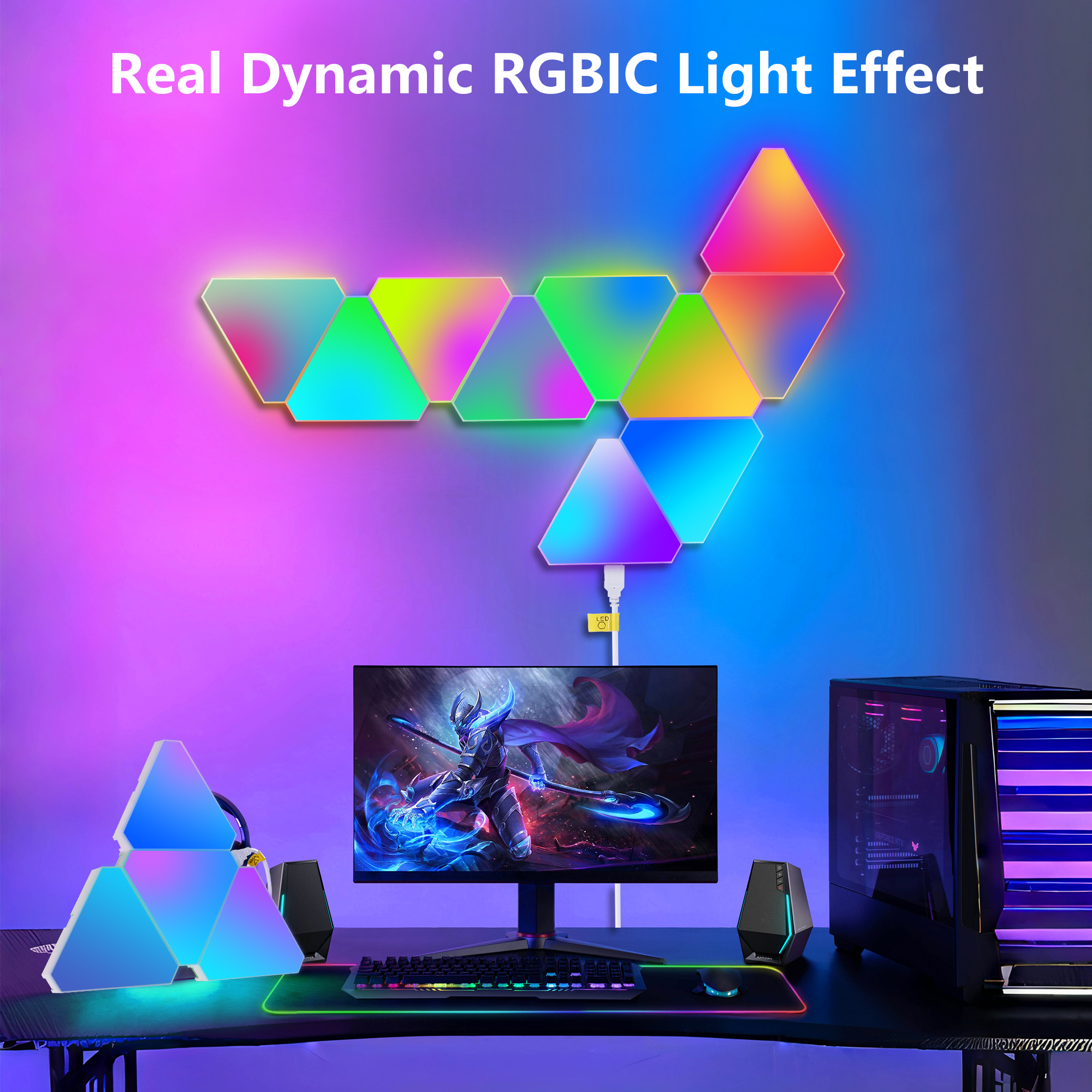 Triangular LED Lights, 10 RGB Wall Panels, Modular Intelligent Light Panel With... 4