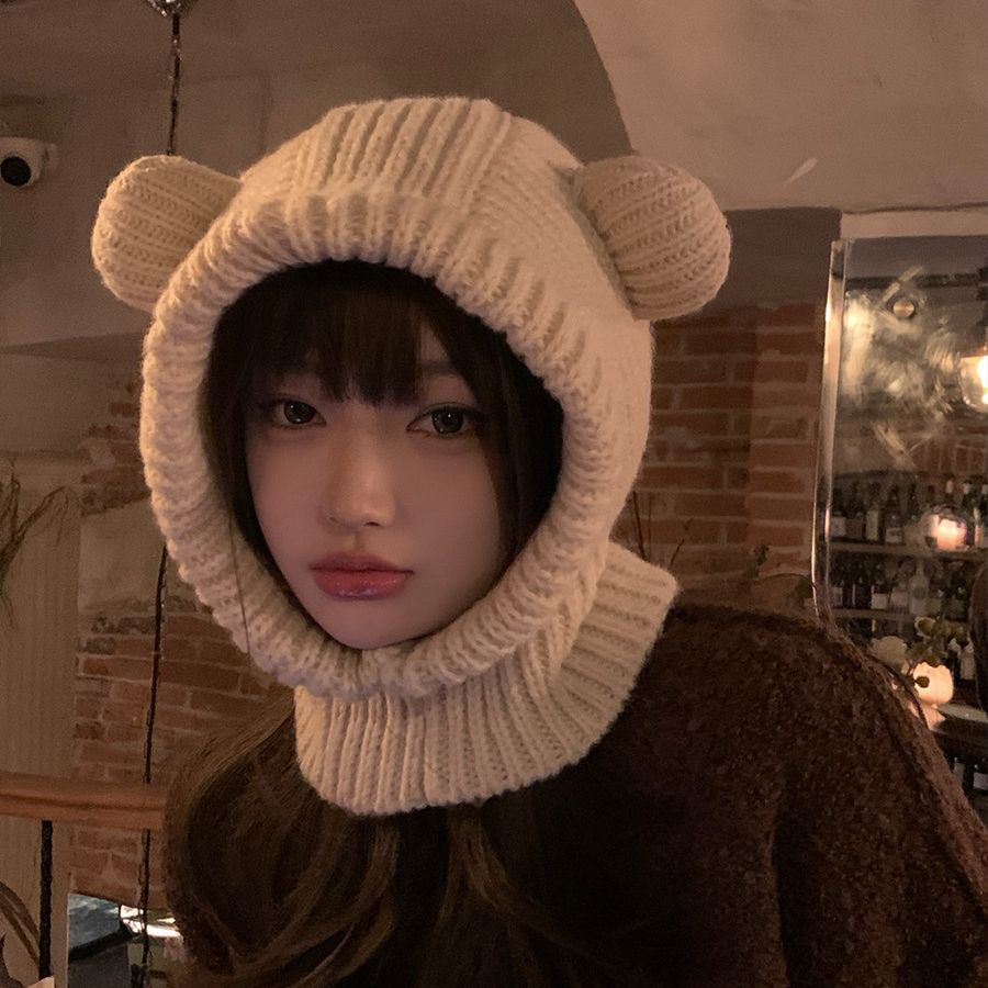 Women's Fashionable Warm Cute Bear Ears Wool Hat