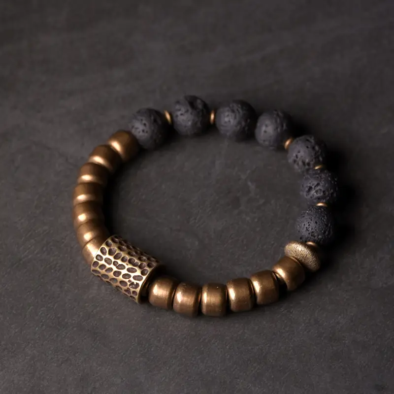 Men And Women Fashion Punk Rock Volcanic Stone Bracelet