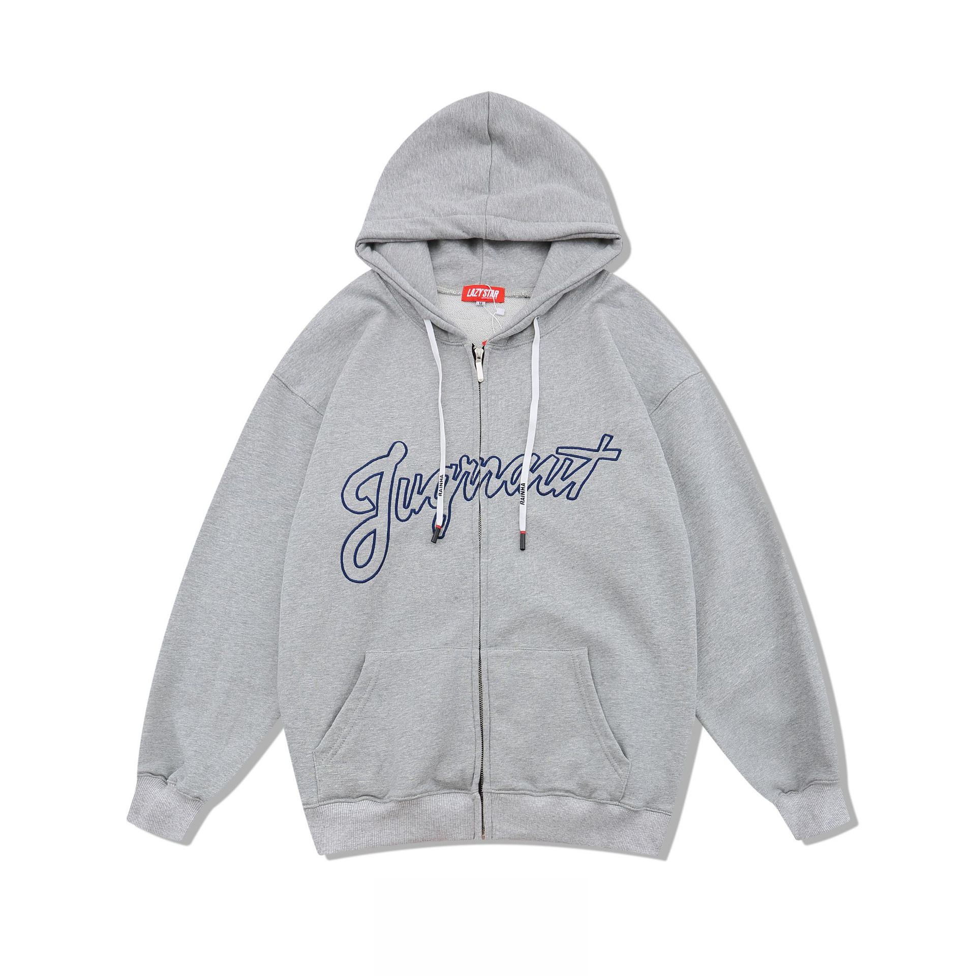 Loosely Embroidered Letters Couple Thin Hooded Sweater