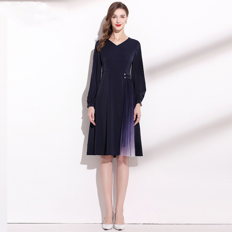 Satin V-Neck A-Line Dress, picture 2 of 5