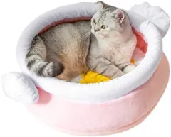 Cat Nest Honey Pot Magic Shape Cat Sofa Bed Cute And Comfortable Pet Cat Nest Warm Large Space Soft Pet Bed Suitable For Small Cats And Dogs - Pink - View 1