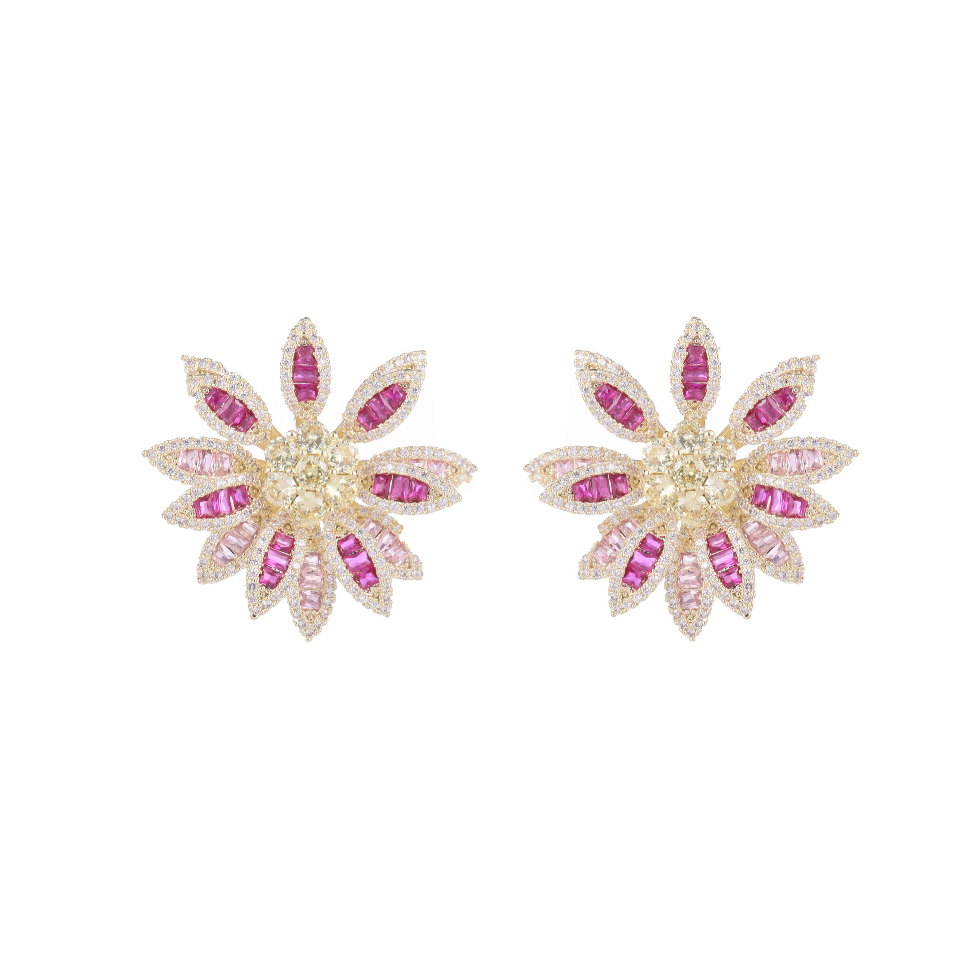 Women's Temperament Three-dimensional Double Layer Flower Earrings
