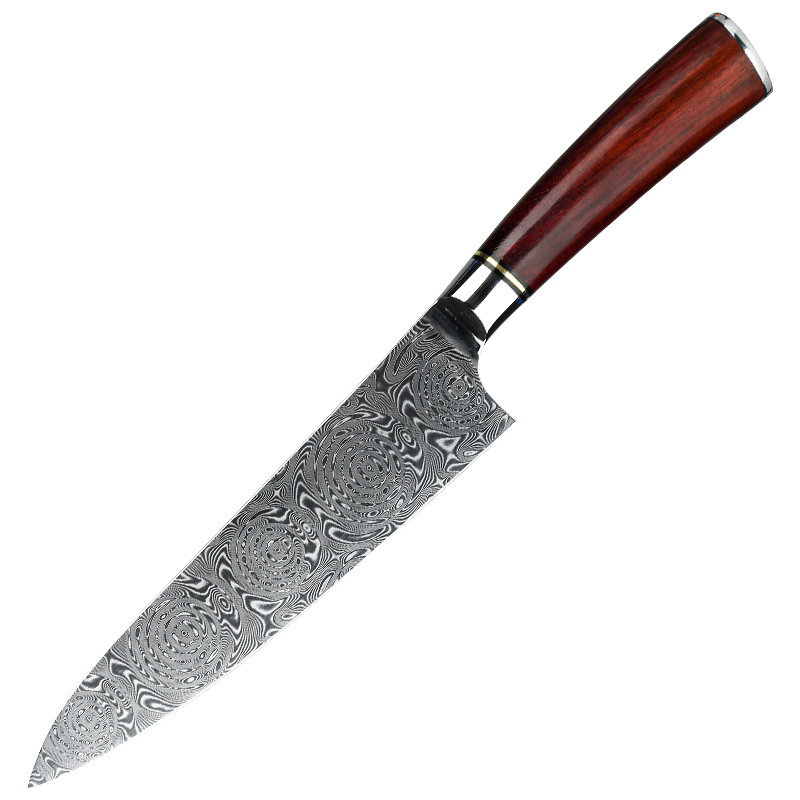 Title 6, Rosewood Damascus Steel Chef Knife With Wooden ...