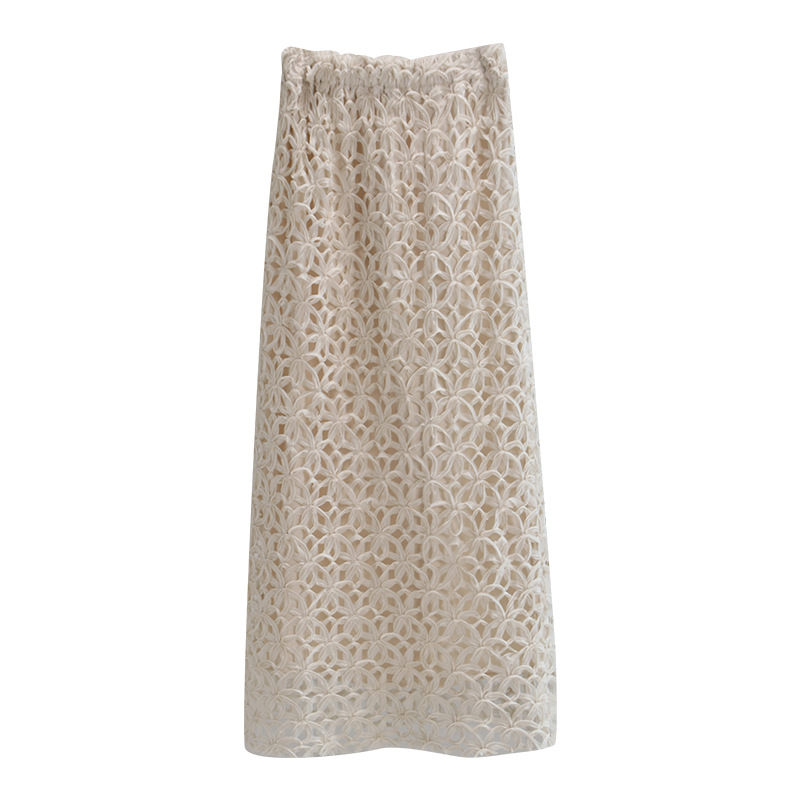 Temperament Solid Color Three-dimensional Decorative Mid Length Skirt