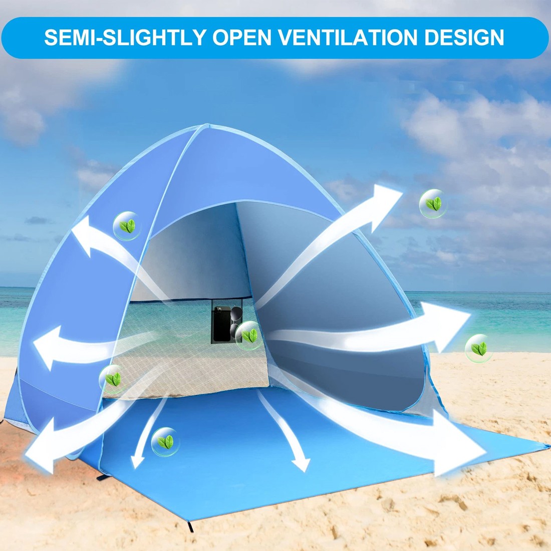 Pop-Up Beach Tent Uv-Resistant & Waterproof Sun Shade Shelter For Camping