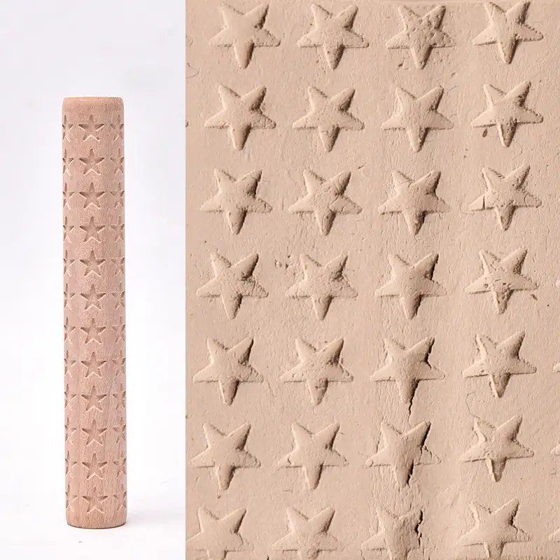 Water Meteor Pottery Tool Wooden Texture Mud Roll Embossing Stick