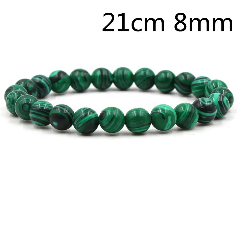 Classic Black Matte Green Malachite Bracelets Suitable Women Men Elastic Strand