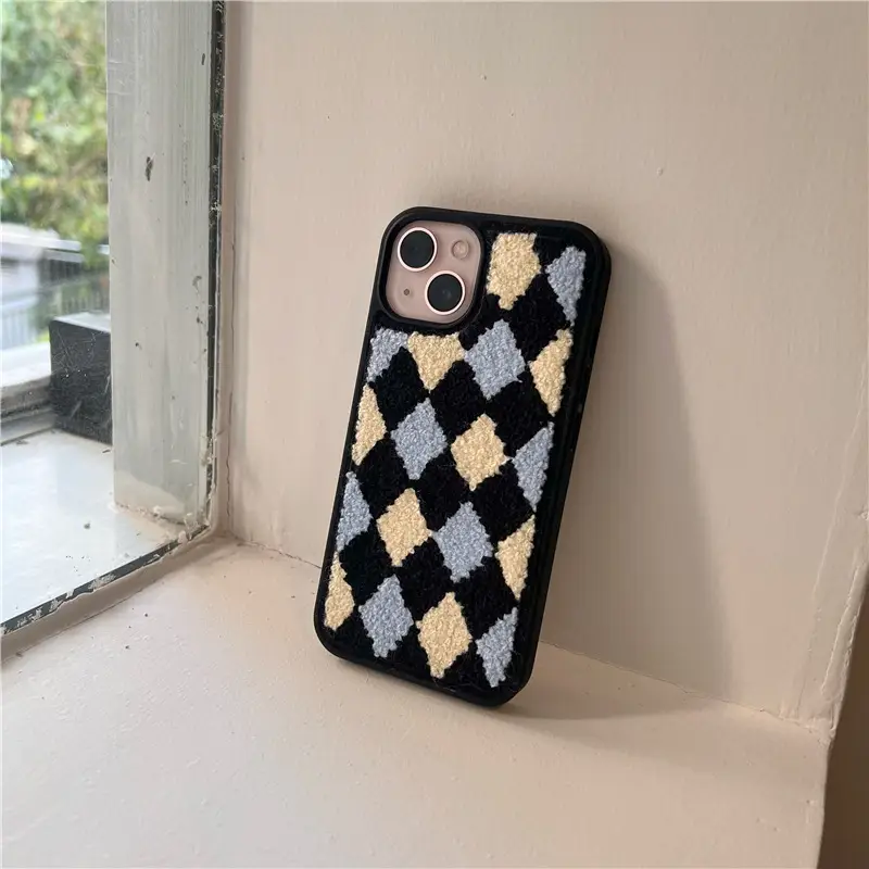 New Plush Rhombus Shockproof Mobile Phone Case
