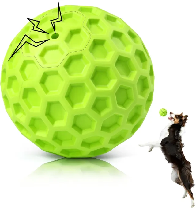 Indestructible Squeaky Dog Ball Relieves Anxiety Cleans Teeth Interactive Chew Toy For Aggressive Chewers Dog Toy For Large Breeds Outdoor Waterpro... Green - Shop at LoveMi
