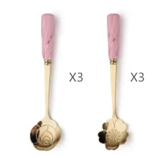 Stainless Steel Flower-shaped Spoon Surface Ceramic Handle Spoon Mixing Spoon - Mix C Colour - View 1