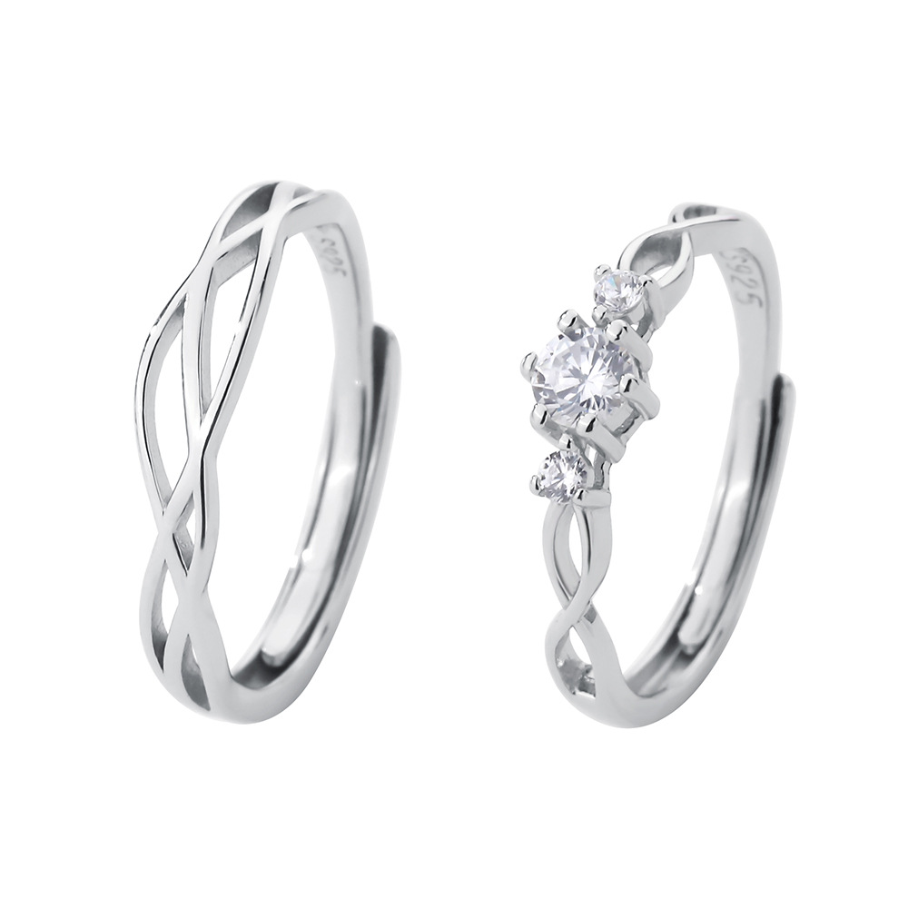 Title 7, S925 Sterling Silver Simple Diamond Inlaid Zirc...