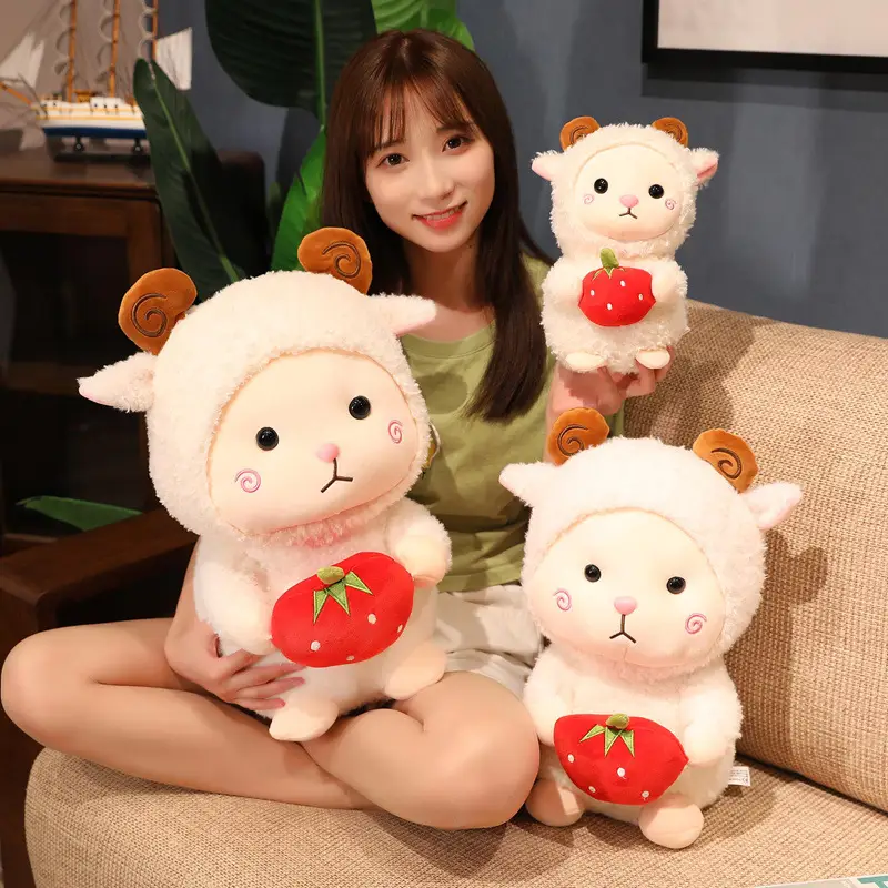 Little Sheep Plush Toy With Strawberry
