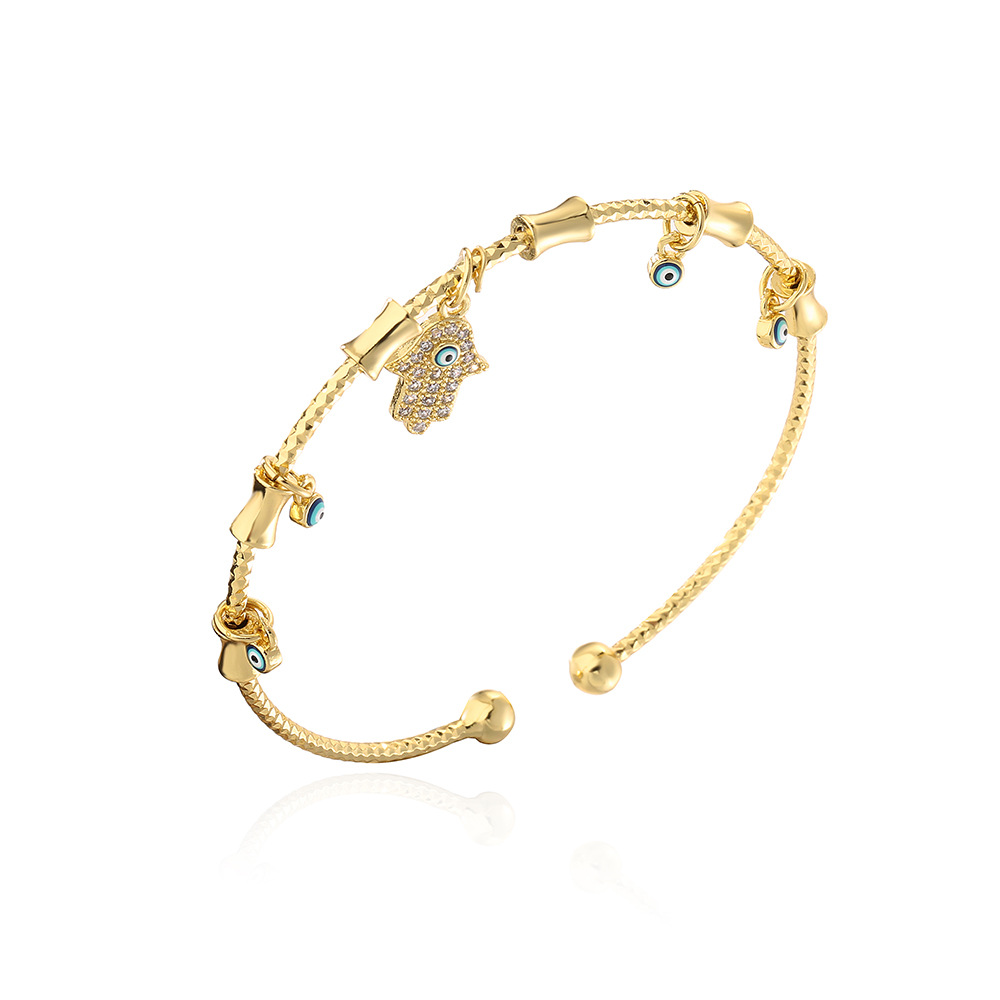 Title 7, Gold Zircon Demon Eye Palm Thin Bracelet