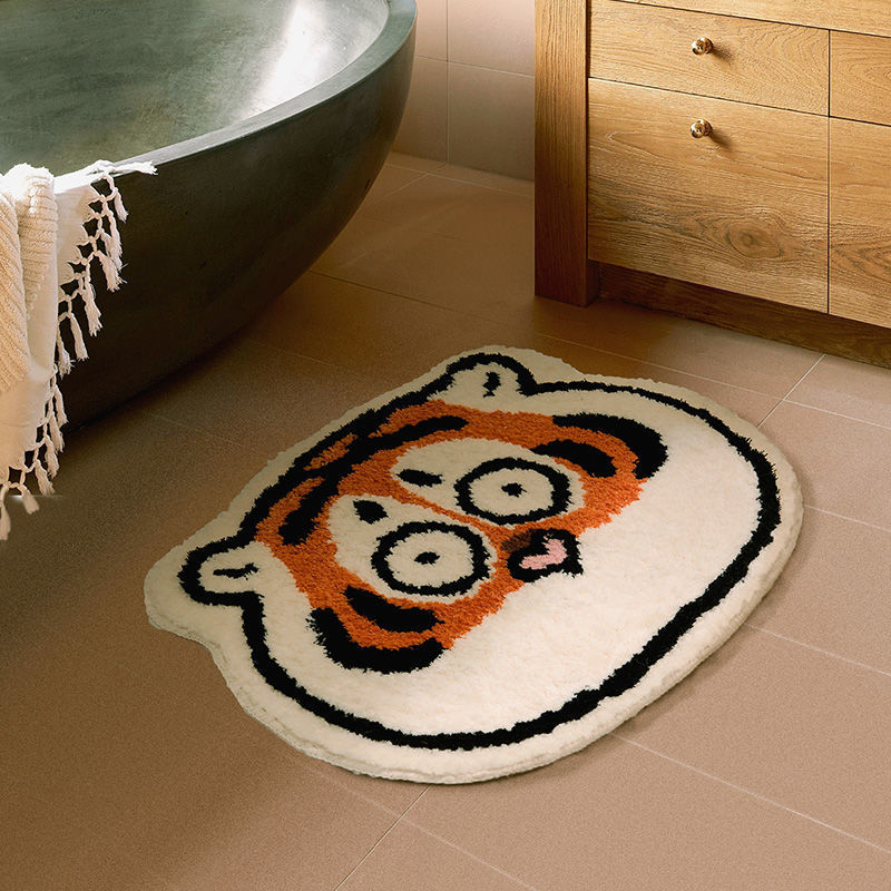 Cute Fat Tiger Absorbent Non-slip Floor Mat Door Mat Household Cartoon Door Mat Bedside Carpet Mat